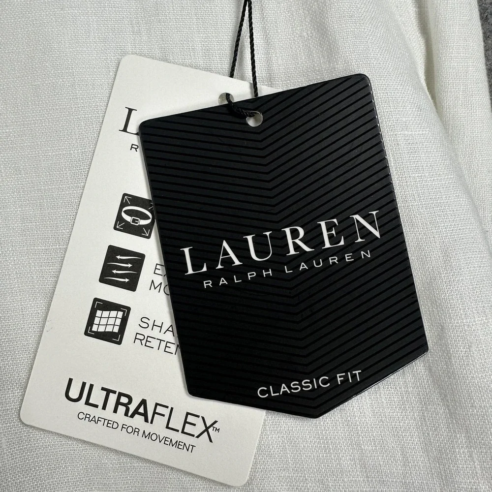 Lauren Ralph Lauren Linen Dress Pants Mens 40x30 White UltraFlex Classic Fit